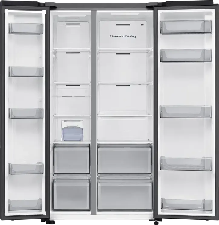 Samsung Bespoke AI RS70F65QEFEO Side-by-Side Refrigerator, 659L Net Volume, SpaceMax, No Frost, Digital Inverter, Wi-Fi SmartThings, Black