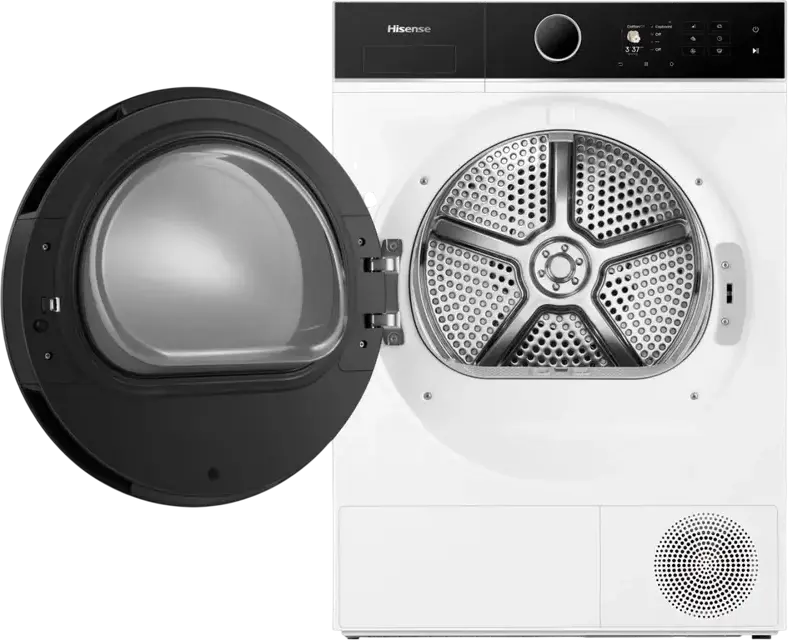 Uscator cu pompa de caldă Hisense DH5I804BWCD 8kg, Clasa Energetică C, Motor Inverter, WiFi ConnectLife, Senzori Auto Dry, Tambur Inox, Alb/Negru