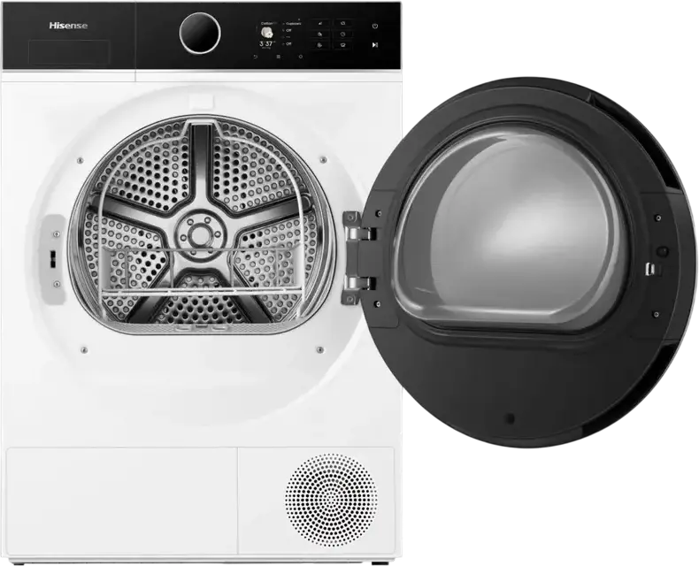 Uscator cu pompa de caldă Hisense DH5I804BWCD 8kg, Clasa Energetică C, Motor Inverter, WiFi ConnectLife, Senzori Auto Dry, Tambur Inox, Alb/Negru