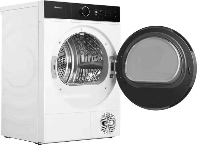 Uscator cu pompa de caldă Hisense DH5I804BWCD 8kg, Clasa Energetică C, Motor Inverter, WiFi ConnectLife, Senzori Auto Dry, Tambur Inox, Alb/Negru