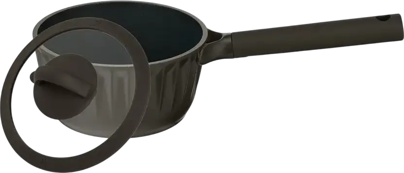 Resto Ascella 94000 Saucepan with Glass Lid, 1.4L, 16cm, Recycled Die-Cast Aluminium, Pfluon Non-Stick Coating, Induction Base, Eco-Friendly