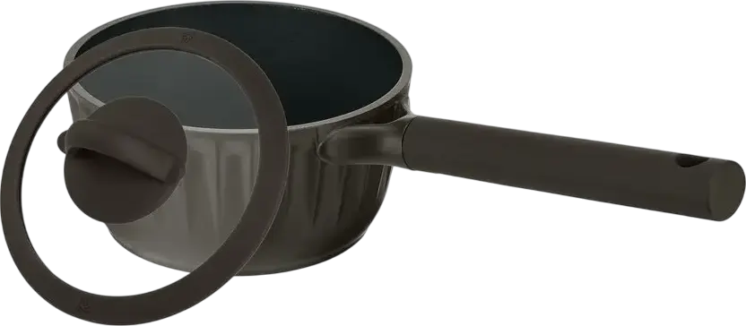 Resto Ascella 94000 Saucepan with Glass Lid, 1.4L, 16cm, Recycled Die-Cast Aluminium, Pfluon Non-Stick Coating, Induction Base, Eco-Friendly