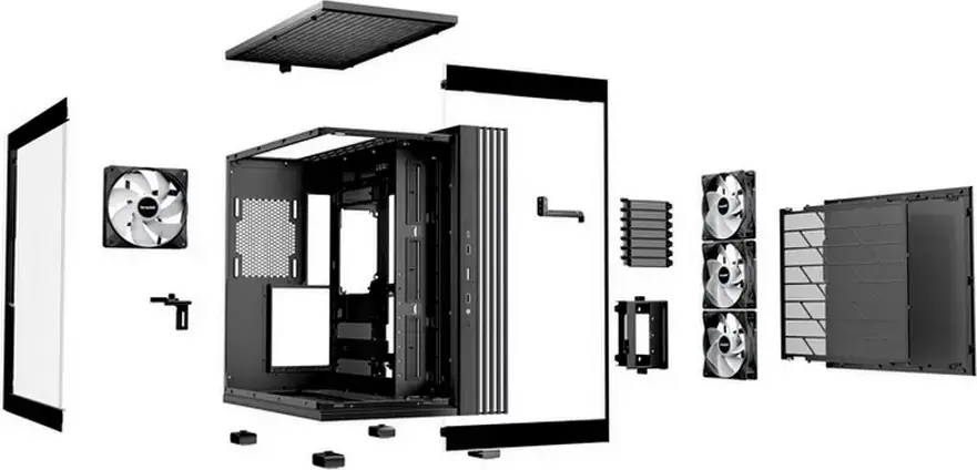 be quiet! Light Base 600 LX ATX Mid Tower Case, Black, Panorama Tempered Glass, Dual Chamber, 4x Light Wings LX Fans, ARGB Strip, Backside Connector Support