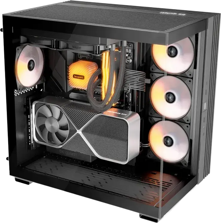 be quiet! Light Base 600 LX ATX Mid Tower Case, Black, Panorama Tempered Glass, Dual Chamber, 4x Light Wings LX Fans, ARGB Strip, Backside Connector Support