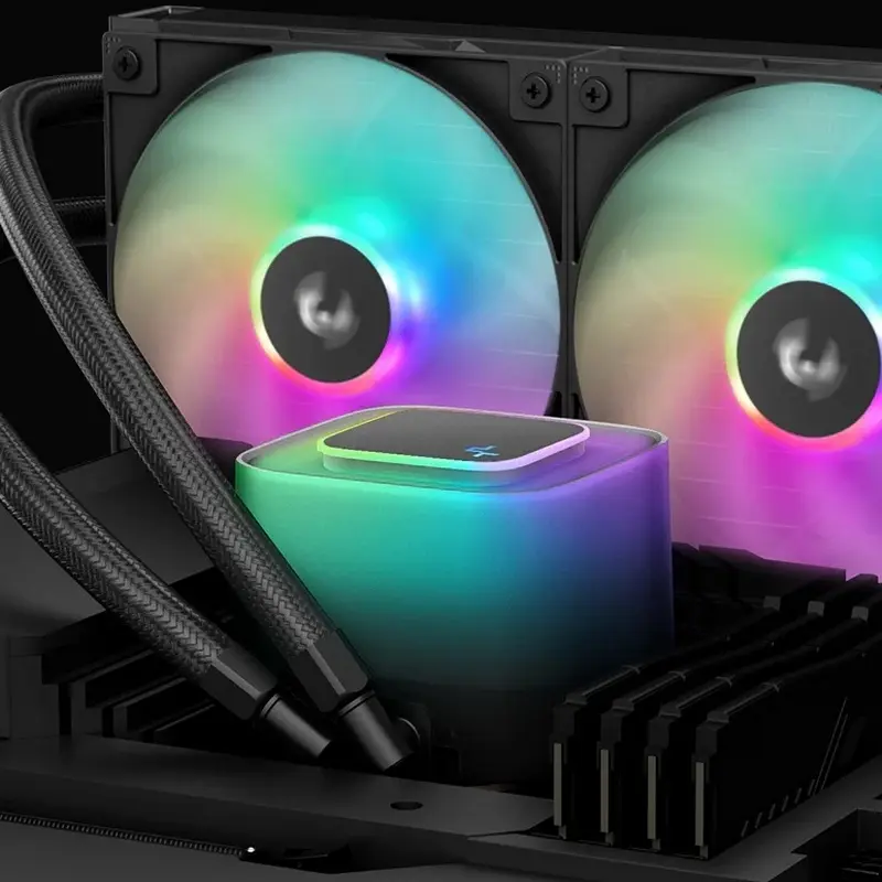 Deepcool LE240 V2 Black AIO Liquid CPU Cooler, 240mm Aluminum Radiator, Dual 120mm PWM Fans, ARGB Lighting, Intel LGA 1851/1700/1200/115x, AMD AM5/AM4