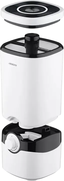 Ardesto USH-M-BTN-4L-W Ultrasonic Air Humidifier, 4L Water Tank, 40m2 Coverage, Mechanical Control, Remote Control, Timer, White Plastic