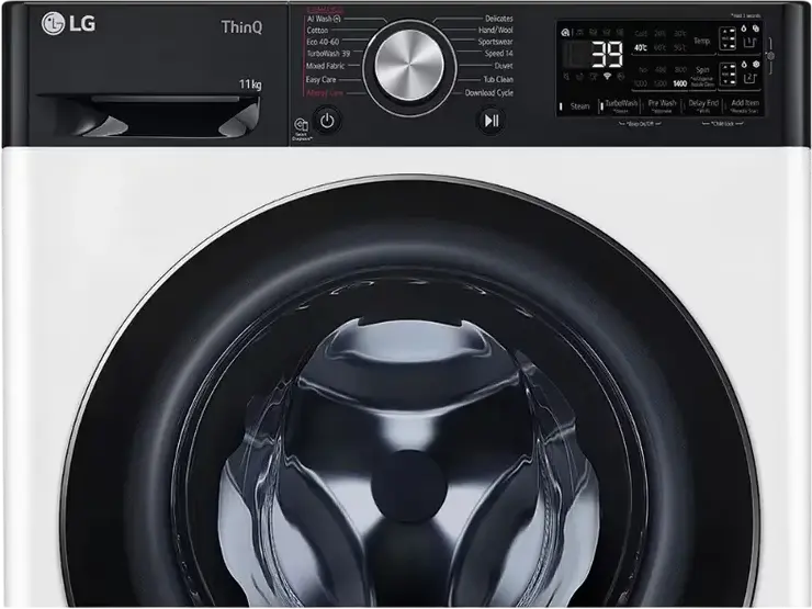 LG F4WR711S3HA Front-Load Washing Machine, 11 kg, AI Direct Drive Inverter, TurboWash 360, ThinQ WiFi, Energy Class A, 1400 rpm, White/Black