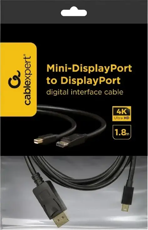 Cablu Cablexpert CCP-mDP2-6 Mini DisplayPort la DisplayPort, 4K Ultra HD 3840x2160, DP 1.2, Conectori Plati cu Aur, Negru, 1.8m