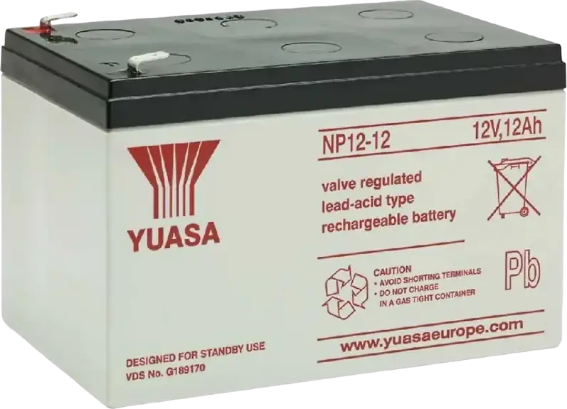 Yuasa NP12-12 VRLA AGM Battery 12V 12Ah Non-Spillable for UPS and Standby Use, FASTON 6.35mm Terminals, 151x98x97.5mm