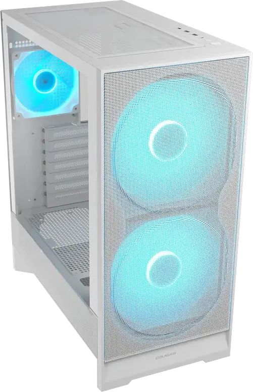 Cougar Airface 180 Mid Tower Gaming Case, White, 2x 180mm ARGB PWM Fans, ATX Support, Vertical GPU, USB 3.2 Gen 2 Type-C, RGB Sync Hub