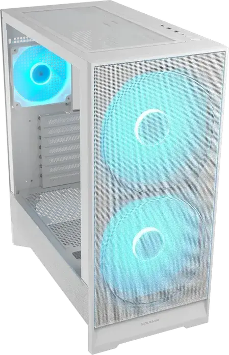 Cougar Airface 180 Mid Tower Gaming Case, White, 2x 180mm ARGB PWM Fans, ATX Support, Vertical GPU, USB 3.2 Gen 2 Type-C, RGB Sync Hub