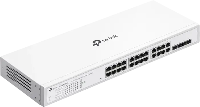 Switch Smart Gigabit TP-Link Festa FS328G, 24 Porturi RJ45, 4 Sloturi SFP, Capacitate 56 Gbps, Management Cloud, Rack-mountable, Carcasă Metalică Fără Ventilator