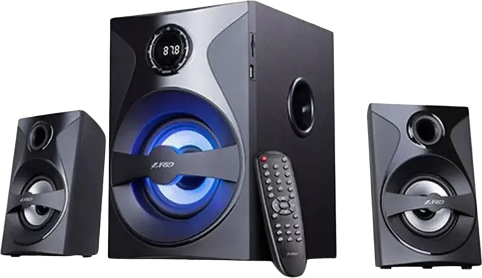 F&D F3800X 5.1 Channel Home Audio System, 80W RMS, Bluetooth 4.0, USB, SD, FM Radio, MDF Subwoofer, Remote Control, Black