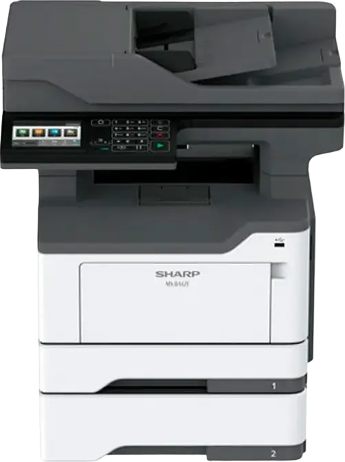 Sharp MX-B467F Monochrome Laser Multifunction Printer MFP - Print, Copy, Scan, Fax, 44 ppm, 1200 x 1200 dpi, 2 GB RAM, 4.3" Touchscreen LCD