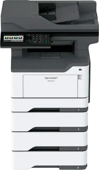 Sharp MX-B467F Monochrome Laser Multifunction Printer MFP - Print, Copy, Scan, Fax, 44 ppm, 1200 x 1200 dpi, 2 GB RAM, 4.3" Touchscreen LCD