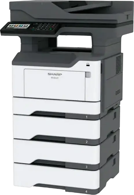 Sharp MX-B467F Monochrome Laser Multifunction Printer MFP - Print, Copy, Scan, Fax, 44 ppm, 1200 x 1200 dpi, 2 GB RAM, 4.3" Touchscreen LCD