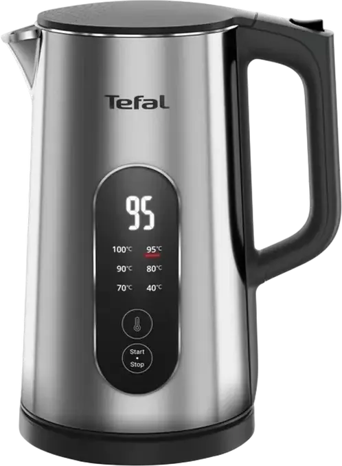 Tefal Selection KI871DE0 Electric Kettle, 1.7L, 1500W, Stainless Steel Interior, Variable Temperature Control with LED Display and Keep Warm Function