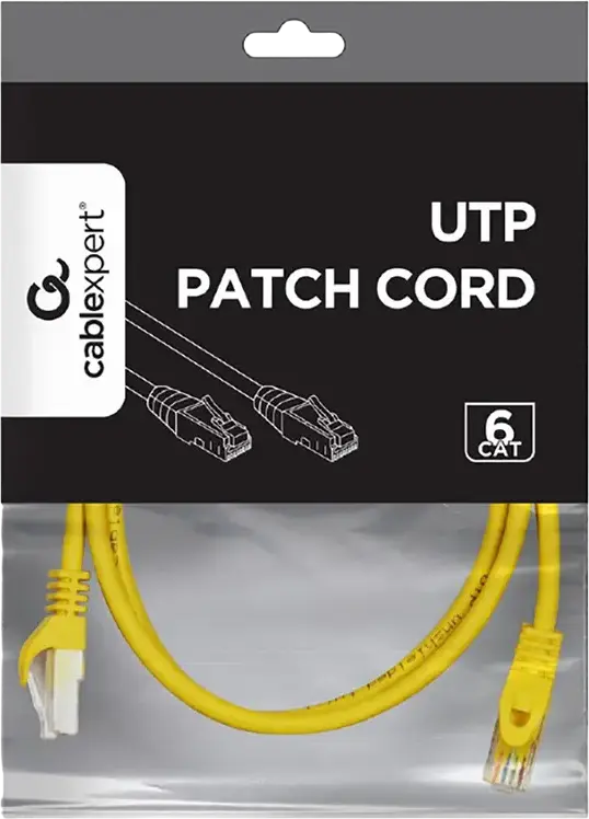 Cablexpert PP6U-0.5M Cat6 UTP Network Patch Cable, 0.5m, Yellow, RJ45 Connectors, 250 MHz, CCA Conductor, PVC Insulation, TIA/EIA-568B Standard