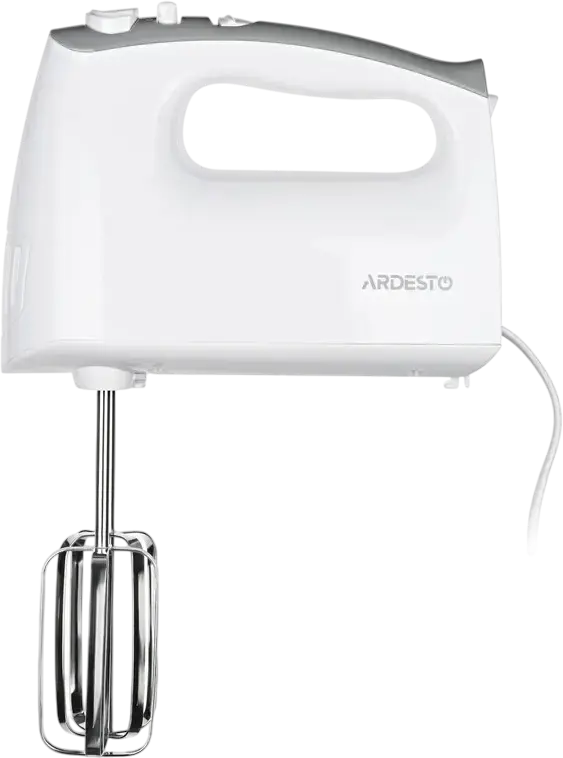 Ardesto HMK-4006W Hand Mixer 400W, 5 Speed Settings with Turbo Mode, Plastic Housing, Includes Beaters and Dough Hooks, White