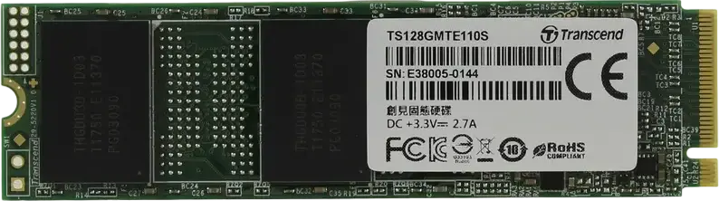 Transcend 110S PCIe NVMe M.2 2280 SSD 128GB TS128GMTE110S 3D NAND TLC Gen3 x4 Read 1700MB/s Write 1400MB/s with LDPC and S.M.A.R.T.