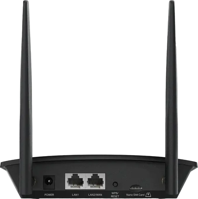 TP-Link TL-MR100 300Mbps Wireless N 4G LTE Router, 150Mbps Download, 2 External Antennas, LAN/WAN Port, Nano/Micro SIM Slot, Black