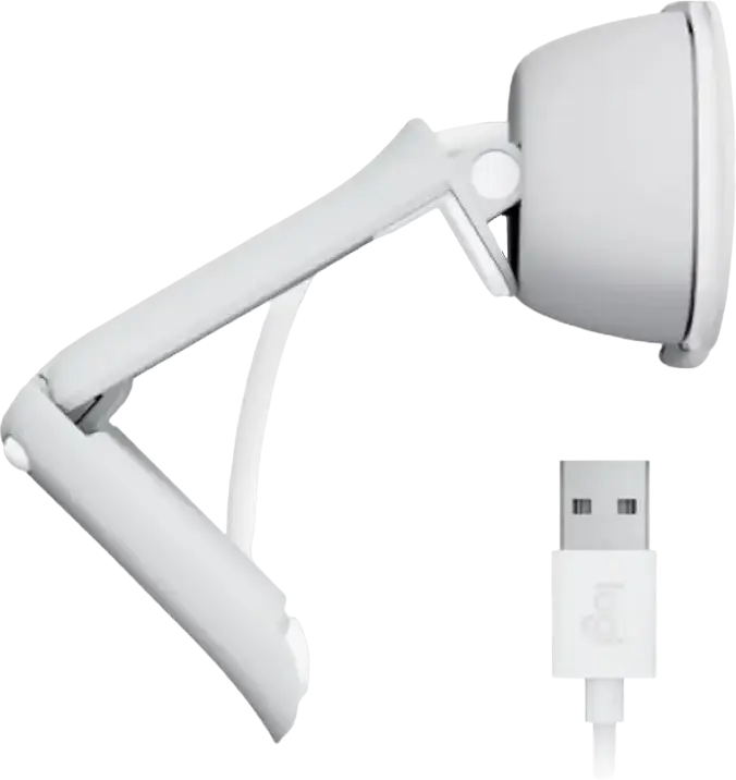Logitech BRIO 100 Webcam 1080p Full HD, Built-in Microphone, RightLight 2 Auto-Light Correction, Integrated Privacy Shutter, USB-A, White