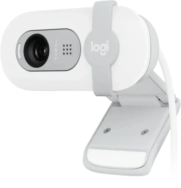 Logitech BRIO 100 Webcam 1080p Full HD, Built-in Microphone, RightLight 2 Auto-Light Correction, Integrated Privacy Shutter, USB-A, White