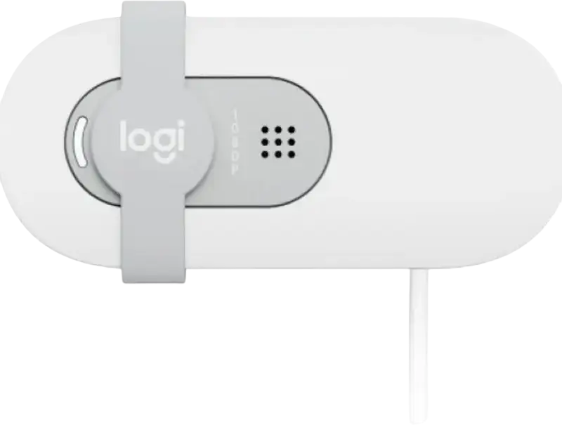 Logitech BRIO 100 Webcam 1080p Full HD, Built-in Microphone, RightLight 2 Auto-Light Correction, Integrated Privacy Shutter, USB-A, White