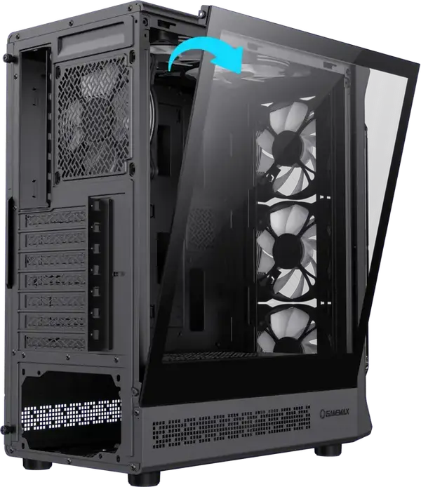 Carcasa Gaming Gamemax Starlight 2 AB Midi Tower, Negru, Sticla Temperata, EATX/ATX/M-ATX/ITX, 6 Ventilatoare 120mm Incluse, Type-C, Otel SPCC