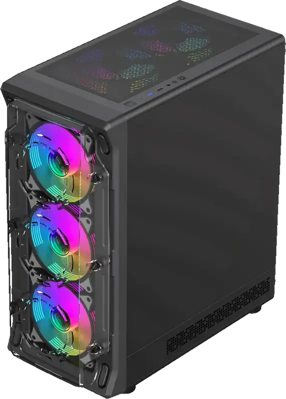 Carcasa Gaming Gamemax Starlight 2 AB Midi Tower, Negru, Sticla Temperata, EATX/ATX/M-ATX/ITX, 6 Ventilatoare 120mm Incluse, Type-C, Otel SPCC