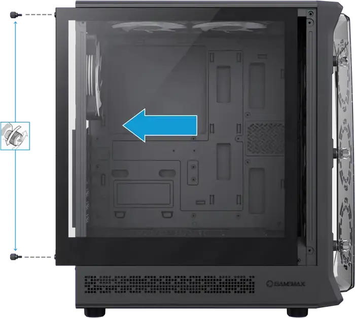 Carcasa Gaming Gamemax Starlight 2 AB Midi Tower, Negru, Sticla Temperata, EATX/ATX/M-ATX/ITX, 6 Ventilatoare 120mm Incluse, Type-C, Otel SPCC