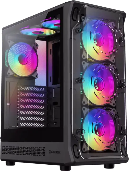 Carcasa Gaming Gamemax Starlight 2 AB Midi Tower, Negru, Sticla Temperata, EATX/ATX/M-ATX/ITX, 6 Ventilatoare 120mm Incluse, Type-C, Otel SPCC