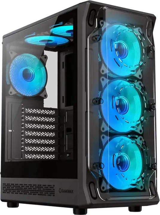 Carcasa Gaming Gamemax Starlight 2 AB Midi Tower, Negru, Sticla Temperata, EATX/ATX/M-ATX/ITX, 6 Ventilatoare 120mm Incluse, Type-C, Otel SPCC