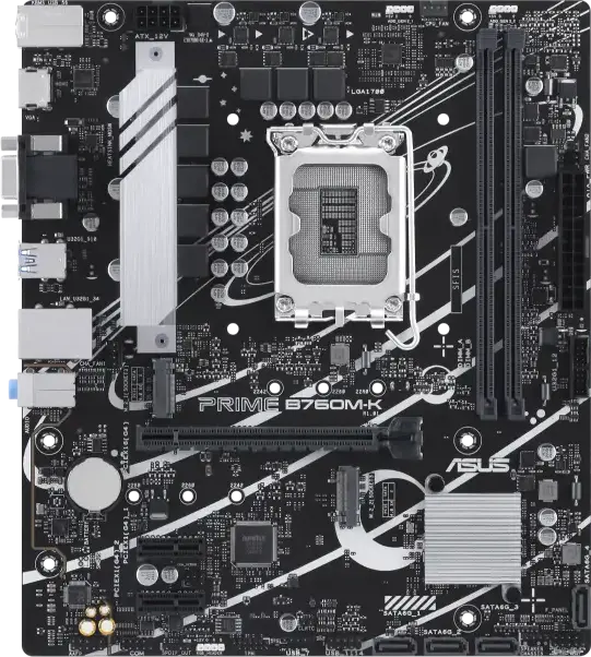 ASUS PRIME B760M-K Motherboard LGA1700 Intel B760 mATX for 14th/13th/12th Gen Intel Core, DDR5, PCIe 4.0, 2.5Gb Ethernet, HDMI, VGA, Aura Sync