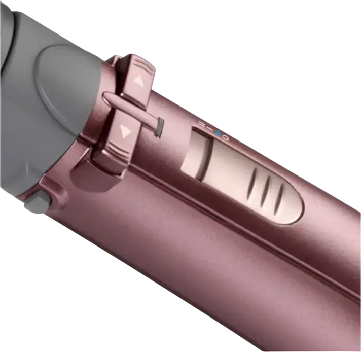 BaByliss Big Hair AS960E Rotating Hair Brush Airstyler 1000W with Ceramic Coating, Ionization, 4 Interchangeable Heads and Cool Shot, Pink/Grey