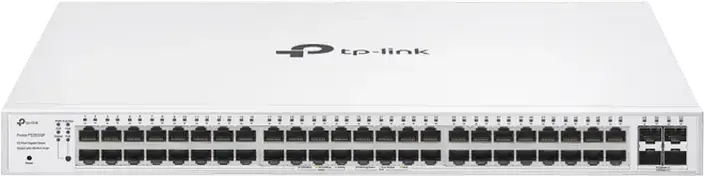 Управляемый коммутатор TP-Link Festa FS352GP Gigabit 52 порта, 48 портов PoE+ (бюджет 384 Вт), 4 слота SFP, облачное управление, для стойки, металл