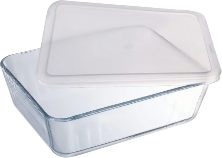 Pyrex Cook & Freez 241P000 Borosilicate Glass Rectangular Baking and Storage Dish with Plastic Lid, 0.8L, Set of 5