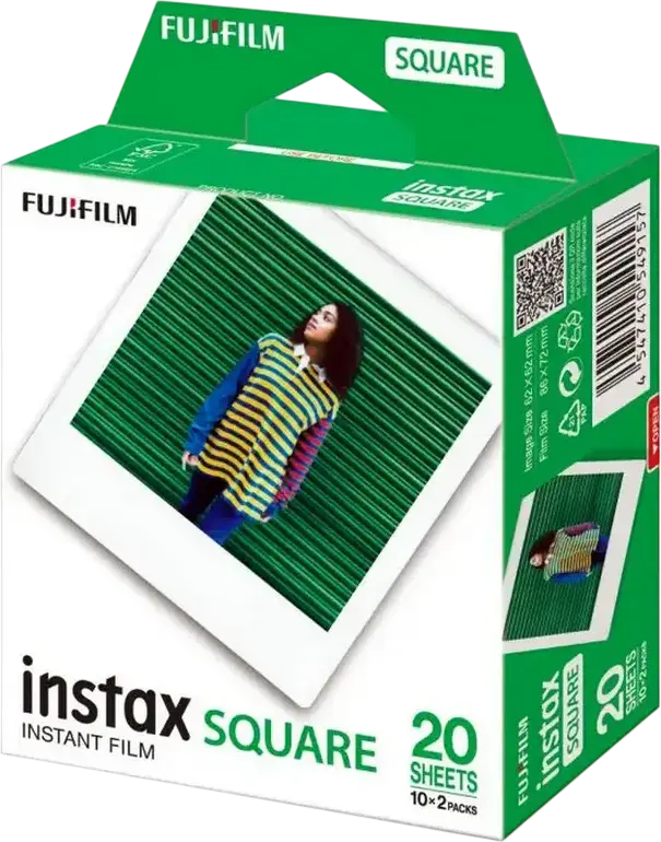 Fujifilm instax SQUARE Instant Film Twin Pack, 20 Sheets, White Frame, 86mm x 72mm Glossy Film for SQ1, SQ40, SQ6, SQ10 Cameras and Smartphone Printers