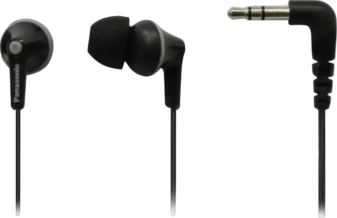 Panasonic RP-HJE125 ErgoFit In-Ear Wired Headphones, Black, 10mm Dynamic Driver, Noise Isolating Ergonomic Design, 3.5mm Mini-jack, 10Hz-24kHz, 1.1m Cable
