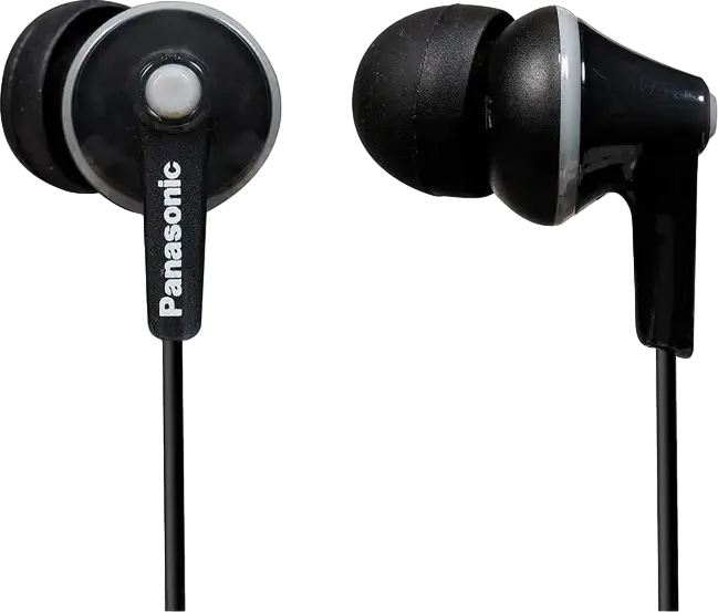 Panasonic RP-HJE125 ErgoFit In-Ear Wired Headphones, Black, 10mm Dynamic Driver, Noise Isolating Ergonomic Design, 3.5mm Mini-jack, 10Hz-24kHz, 1.1m Cable