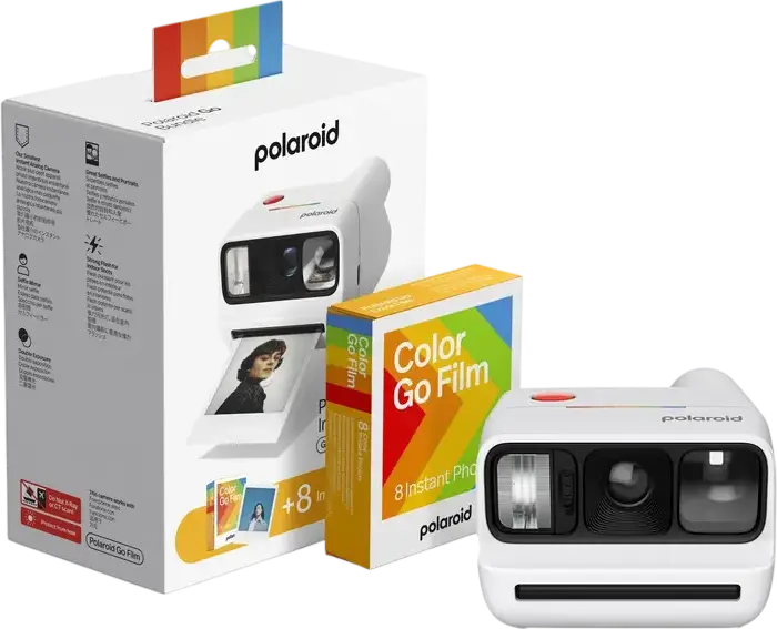 Мгновенный фотоаппарат Polaroid Go Generation 3 Белый - зеркало для селфи, таймер, двойная экспозиция, USB Type-C, с пленкой Color Go и ремешком