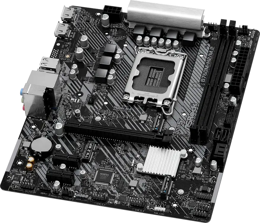 Placa de baza ASRock B760M-H2/M.2 Micro-ATX LGA1700 Intel B760 pentru Core gen 12, 13, 14, DDR5 7200+ MHz, Dual Hyper M.2 PCIe Gen4x4, Dragon 2.5G LAN