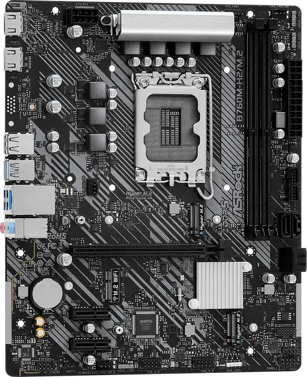 Placa de baza ASRock B760M-H2/M.2 Micro-ATX LGA1700 Intel B760 pentru Core gen 12, 13, 14, DDR5 7200+ MHz, Dual Hyper M.2 PCIe Gen4x4, Dragon 2.5G LAN