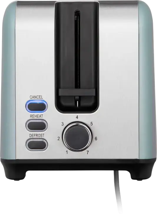 Ardesto T-F400G Mint Harmony 2-Slice Toaster, 930W, 7 Browning Levels, Defrost and Reheat Functions, Stainless Steel, Mint and Silver