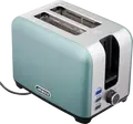 Ardesto T-F400G Mint Harmony 2-Slice Toaster, 930W, 7 Browning Levels, Defrost and Reheat Functions, Stainless Steel, Mint and Silver