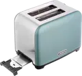 Ardesto T-F400G Mint Harmony 2-Slice Toaster, 930W, 7 Browning Levels, Defrost and Reheat Functions, Stainless Steel, Mint and Silver