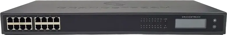 Gateway VoIP Grandstream GXW4216 v2 High-Density Gigabit FXS, 16 Porturi FXS, Ethernet 10/100/1000 Mbps, Ecran LCD Monocrom, Montare Rack/Perete, Negru
