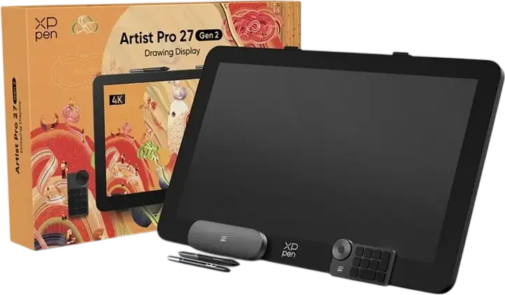 XP-Pen Artist Pro 27 (Gen 2) 4K Graphics Display Tablet, 26.9" ADS-IPS Fully Laminated Screen, 120Hz, 16384 Pressure Levels X3 Pro Stylus, Multi-touch