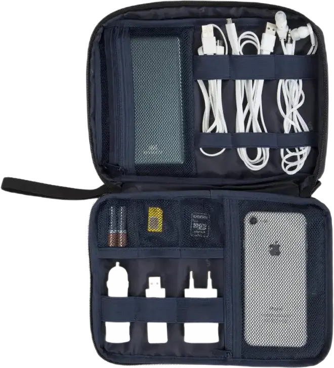 RivaCase Biscayne 5632 Travel Organizer, Black Polyester, 180x30x258mm, with Mesh Pockets, Elastic Loops and Wrist Strap