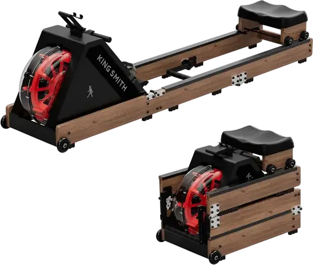 Kingsmith WR20 Water Rowing Machine, Tri-fold Compact Design, Walnut Wood, 6-Level Water Resistance, LED Display, KS Fit App, Max User 150kg